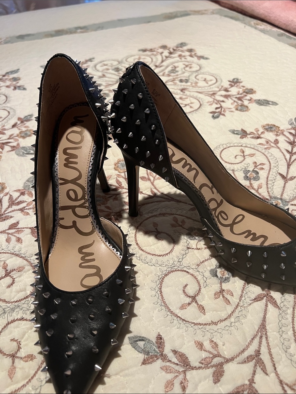 Sam Edelman Black Spiked Pointed-Toe Stilettos